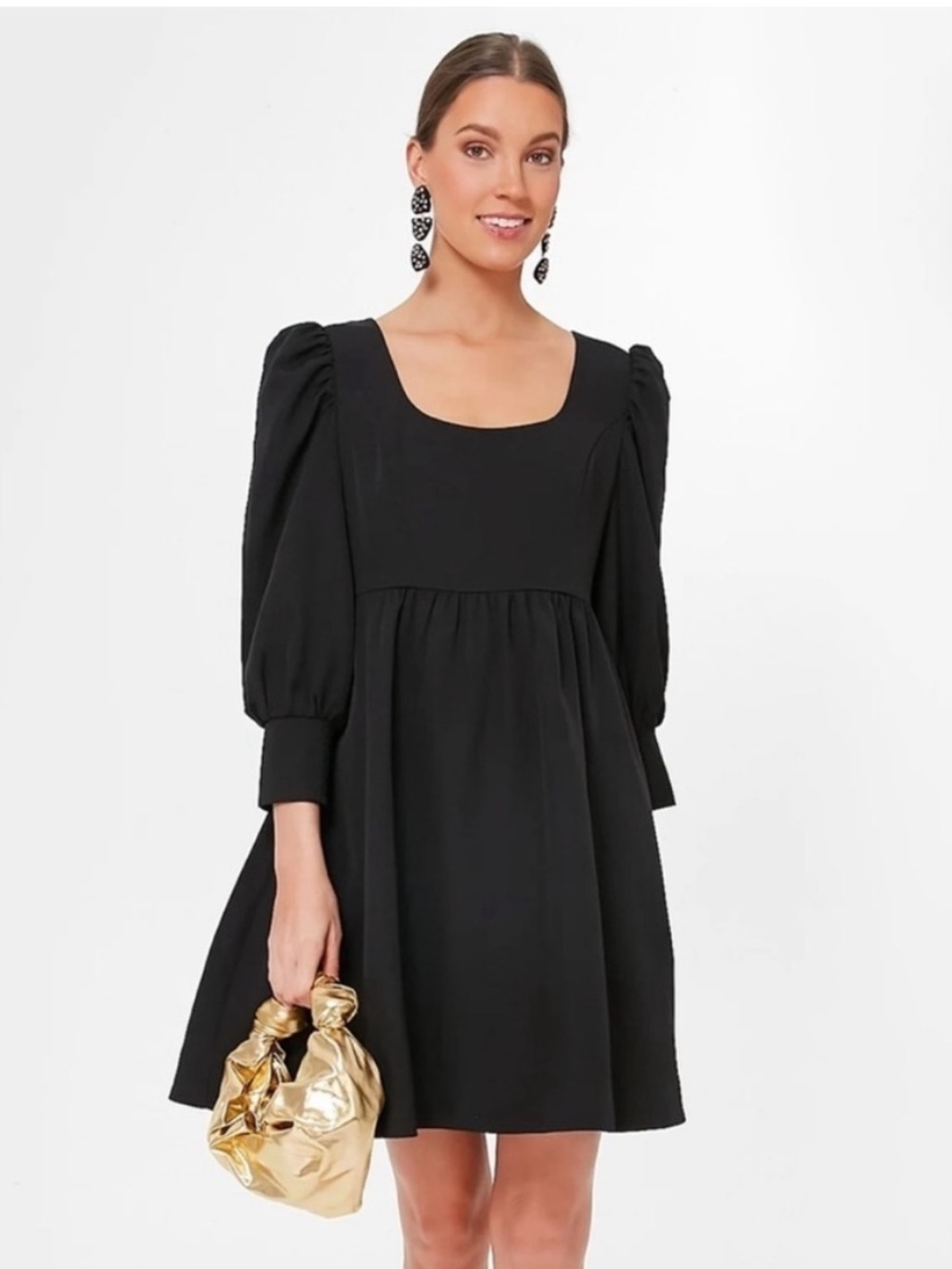 Tuckernuck Black Andie Puff-Sleeve Mini Dress